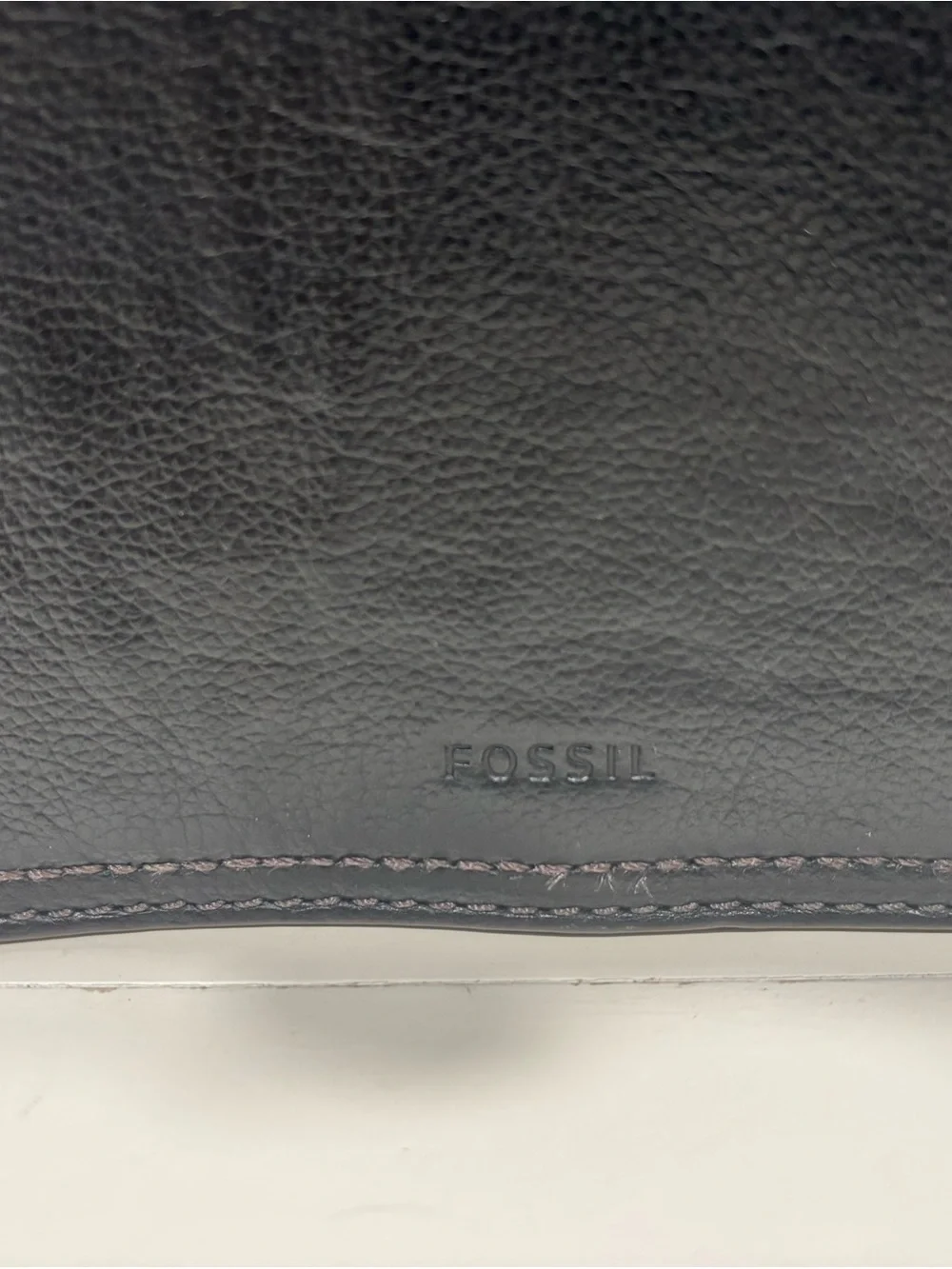 Fossil Black Leather Satchel with Dual Top Handles/shoulder strap